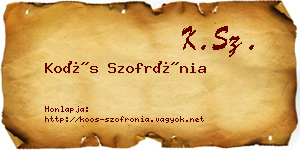 Koós Szofrónia névjegykártya